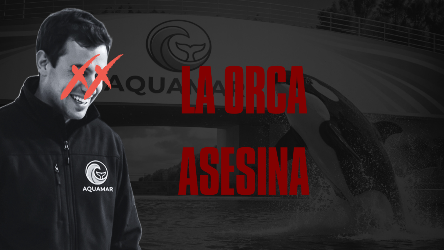Portada del caso “La orca asesina”: Gabriel Carrizo, entrenador del oceanario AquaMar, con los ojos tachados en rojo